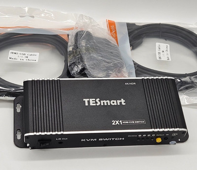 TESmart 2 Port HDMI KVM Switch 4K 3840x2160@60Hz 4:4:4 + 2HDMI Kabel