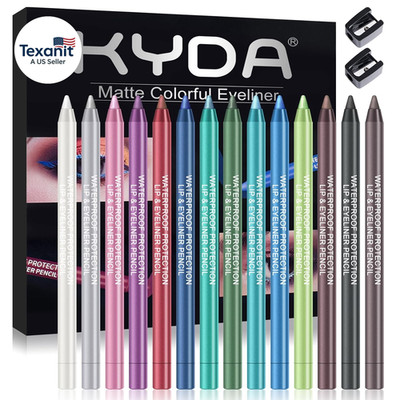 14 Colors Eyeliner Pen, Pearl Metallic Eyeliner Pencil Kit, Glitter Eye Liner fo