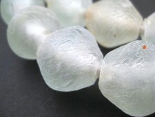 Jumbo Clear Recycled Glass Bicone Beads 25mm Ghana African Sea Glass Round