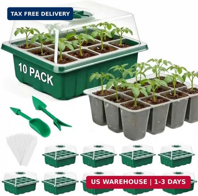 10 Pcks Seed Starter Tray 120 Cells Seed Starter Kit with Humidity Dome, Seed St