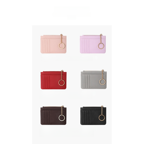 Women's Compact Card Wallet with Zippered Coin Pocket and 5 Card ...