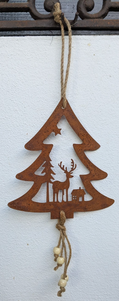 ❤ Rost - Tannenbaum Zum HäNgen Hirsch Metall Edelrost Weihnachten ❤-image