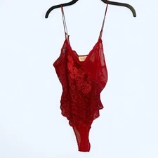 Vintage Victoria's Secret Gold Label red lace lingerie embellished size Medium