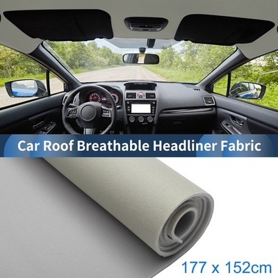Kopfstoff 70''x60'' für Autodachreparatur Schaumstoff-Rückseite Netzstoff Hellgrau