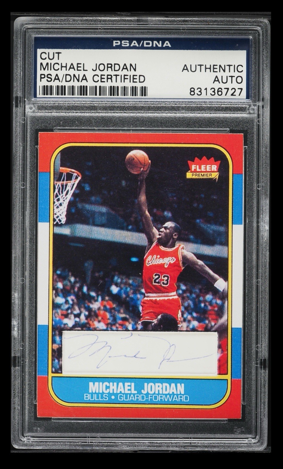 1986 Fleer Michael Jordan Rookie Cut Auto PSA DNA Authentic Chicago Bulls HOF