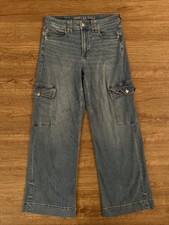 American Eagle Stretch Super High Rise Baggy Wide Leg Cargo Jeans 6 Reg