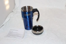 Sub Zero Blue Stainless Steel Hot Cold Travel Mug, EUC
