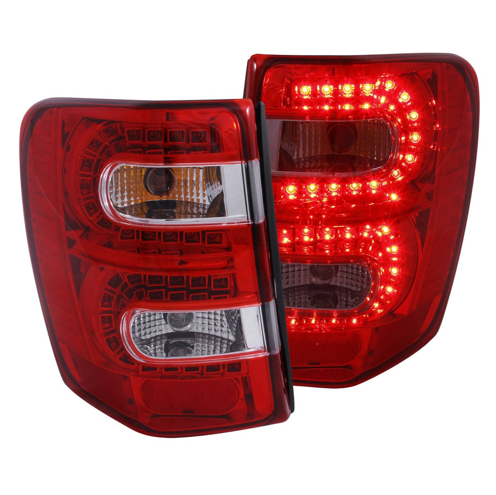 Anzo 311150 Red Clear Lens Led Tail Lights fit for 99-04 Grand Cherokee 2-Pair