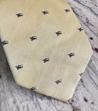 Burberry London Tie Silk Necktie Prorsum Knight on Light Yellow Check Woven