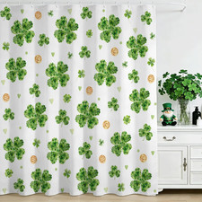St Patricks Day Shower Curtain Green Lucky Clovers Shamrock Leaf Shower Curtain