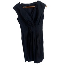 Lafayette 148 New York Little Black Dress V Neck Sheath Dress Sz 0 LBD