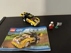 LEGO CITY Rally Car (#60113) 100% Complete w/ Instructions, Minifigures And Flag