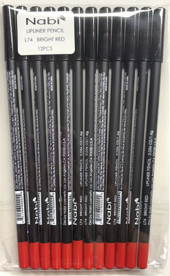 NABI LIPLINER PENCIL L74 BRIGHT RED 12 PCS 7.5'' LONG - FREE SHIPPING