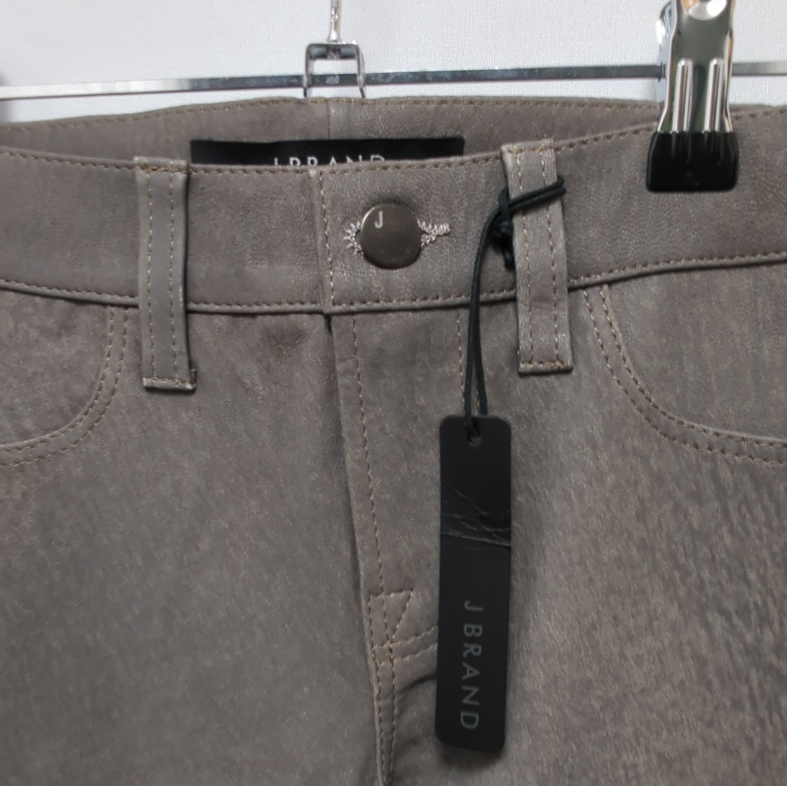 J Brand Womens Grey Biker Skinny Jeans Lamb Leather Size 23 Pockets image 2