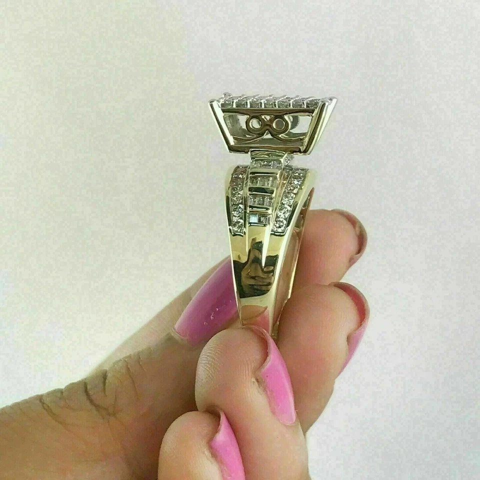 Anel de noivado de 2 quilates corte redondo criado em laboratório aglomerado de diamante folheado a ouro amarelo 14K - Imagem 4 de 4