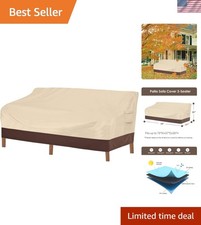 Heavy Duty 100% Waterproof 3-Seater Patio Sofa Cover, Beige/Brown - 79"W x 37"D