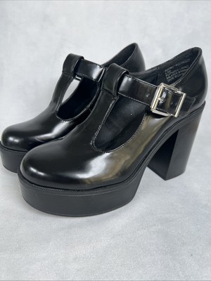 MADDEN GIRL Roony Platform Mary Jane Heels Black Sz T-Strap