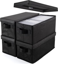 CD Storage Boxes Pack of 4 CD Case Storage - 13.2 X 5.9X 5.3 Container Holds...