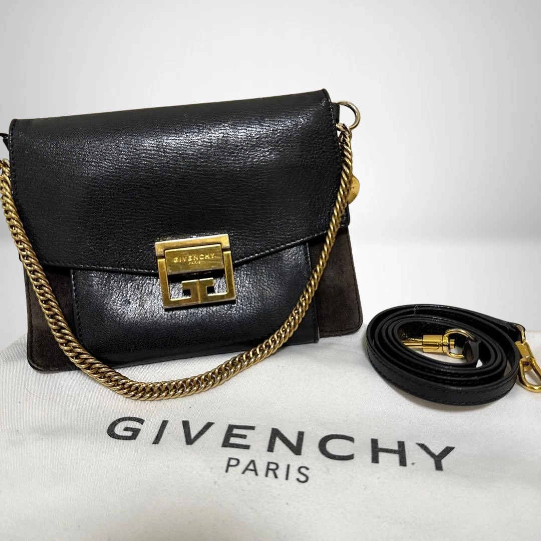 Givenchy — GIVENCHY Chain Handle Bag Shoulder Bag Leather & Suede GV3 Authentic w/Dust Bag