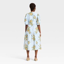 Women Short Sleeve Wrap Tie Tier Midi Empire Waist Dress - A