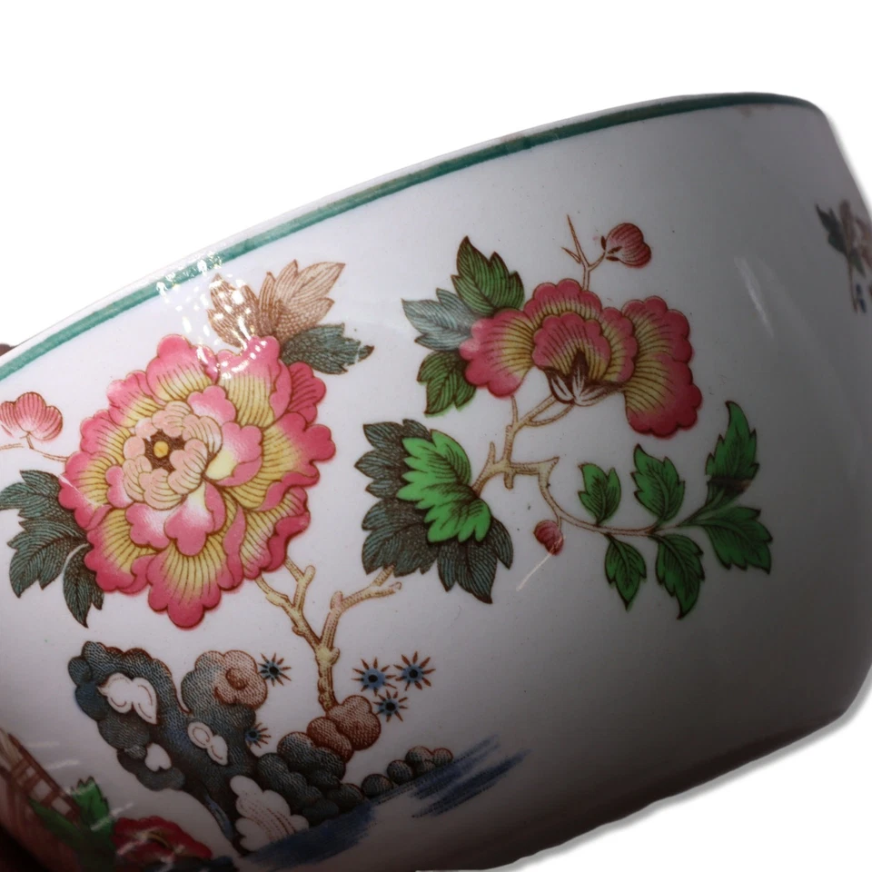 Cuenco de arándanos redondo Wedgwood Eastern Flowers TDK 426 5" borde verde años 40 Foto 2 de 4