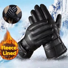 Mens Leather Gloves Touch Screen Soft Fleece Lined Thermal Valentines Gift