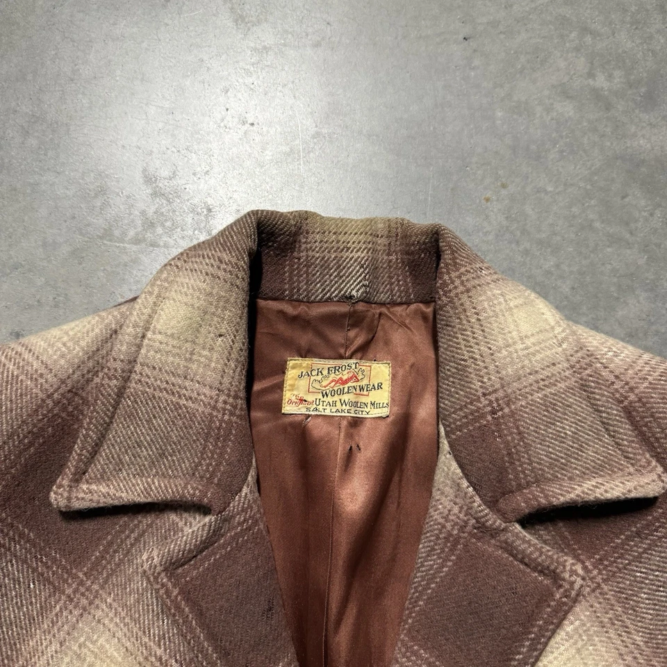 Vintage 50s Jack Frost Wool Shadow Plaid Blazer Size 42 Rare Rockabilly Western  - Image 4 of 4