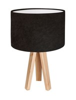 Tischleuchte Aimee Braun Weiß Stoff Holz Dreibein 46Cm Hoch Nachttischlampe