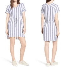 Rails Wren Seattle Linen Blend Striped Lined Short Sleeved Dress Women’s Size  S