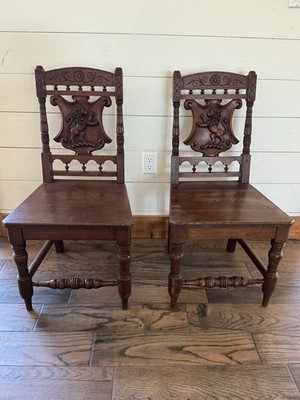 Pair of antique solid wood chairs from SCOTLAND.