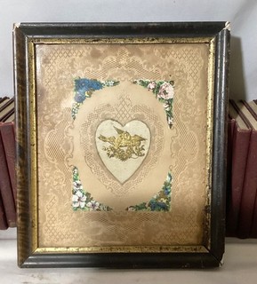 ANTIQUE VICTORIAN DIE CUT PAPER LACE VALENTINE CARD FRAMED 1800’s!