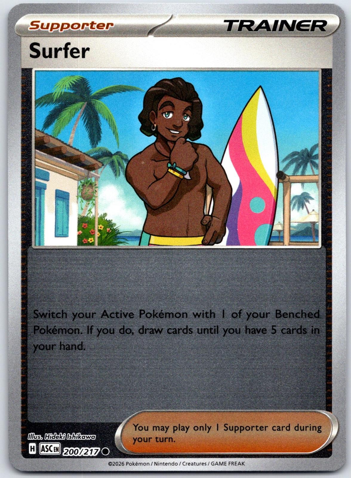 Surfer 200/217 Common Ascended Heroes Pokemon Reverse Holo Near Mint