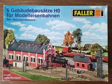 Faller 5 Gebäudesätze für Modellbahn H0, Set "Bahnbetriebswerk", unbenutzt