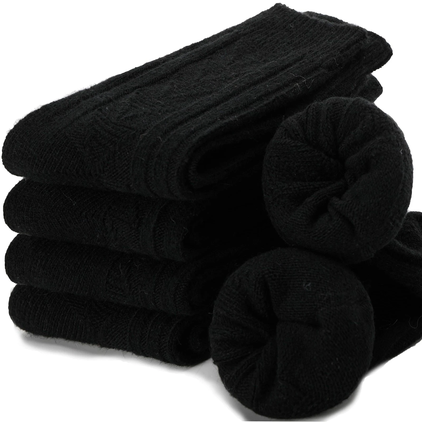 EBMORE 5 Pairs Merino Wool Socks for Women Thermal One Size, Black(5 Pairs)