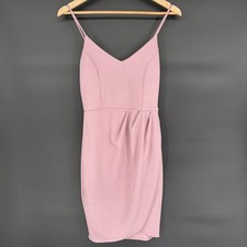 Lulus Draped V-Neck Spaghetti Strap Mini Dress S Dusty Pink Formal Wedding Guest