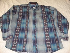 Vintage Wrangler Western Men's Aztec Pearl Snap Long Sleeve Shirt Large