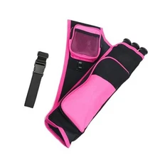 3-Tubes Hip Quiver Waist Hanged Archery Arrow Carry Bag with Pockets pink
