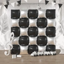Square Foil Black & Silver Balloon Wall Backdrop Tunnel Flat Double Sided Mylar