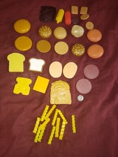 Huge Lot Of Plastic Bread Buns Burgers Fries Pretend Play Fake Food Child s Toys