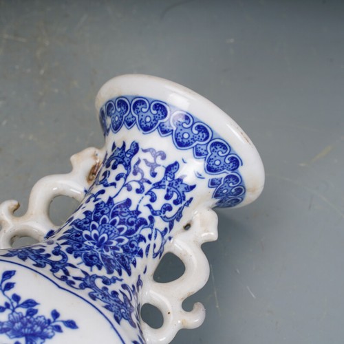 8,66 Zoll chinesisches blau-weißes Porzellan Qing Qianlong Blumen Vögel Muster Vase - Bild 8 von 10