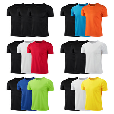 3Pcs Kids Boys Quick Dry Sport Tops Short Sleeve T-shirt for Fitness Running
