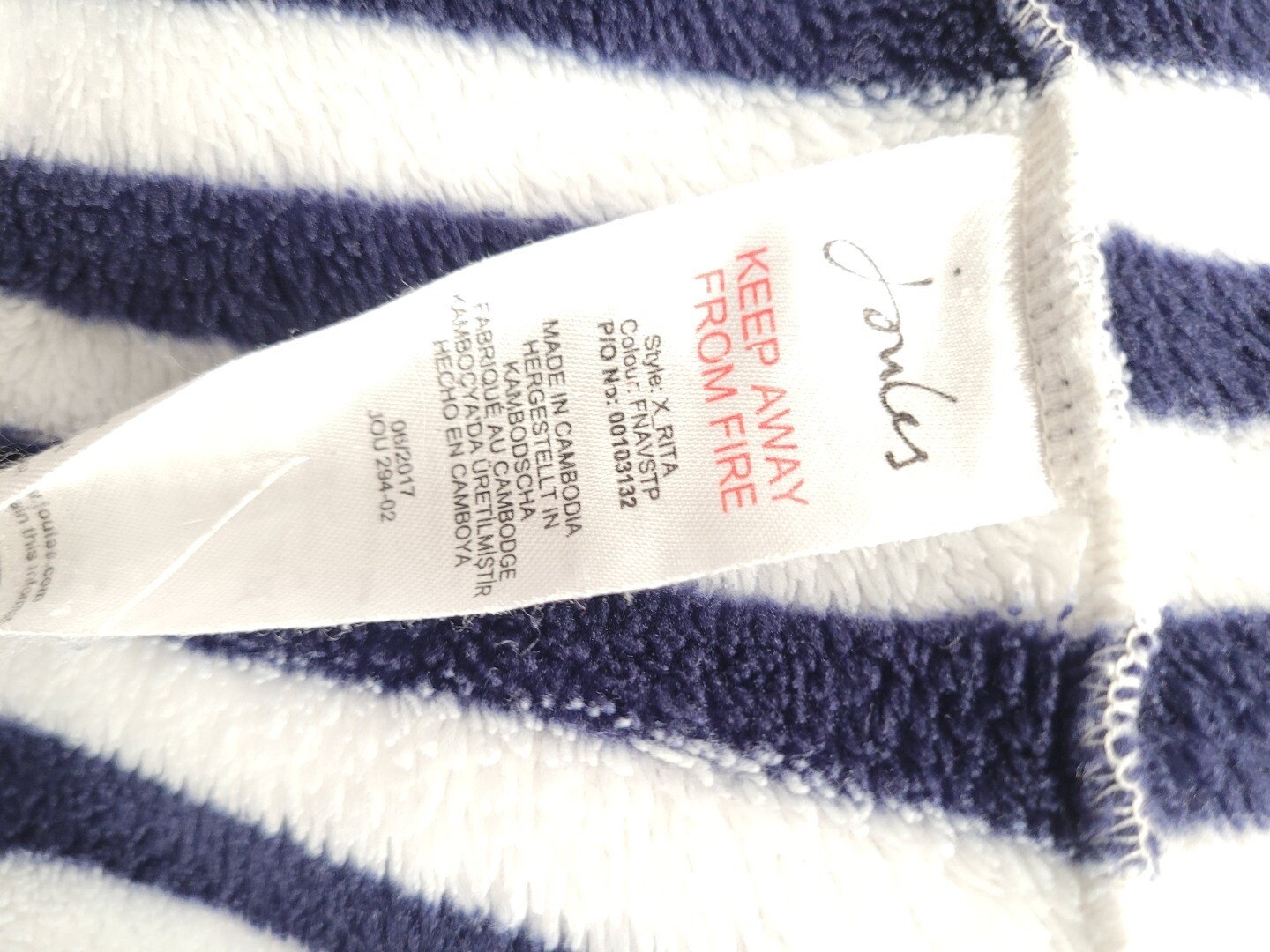 JOULES TEA & CRUMPETS NAVY & WHITE STRIPED DRESSING GOWN SIZE SMALL CG