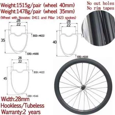 Cyclocross Gravel Road Bike Wheelset 700C Carbon Fiber Wheels 35/40/45*28mm
