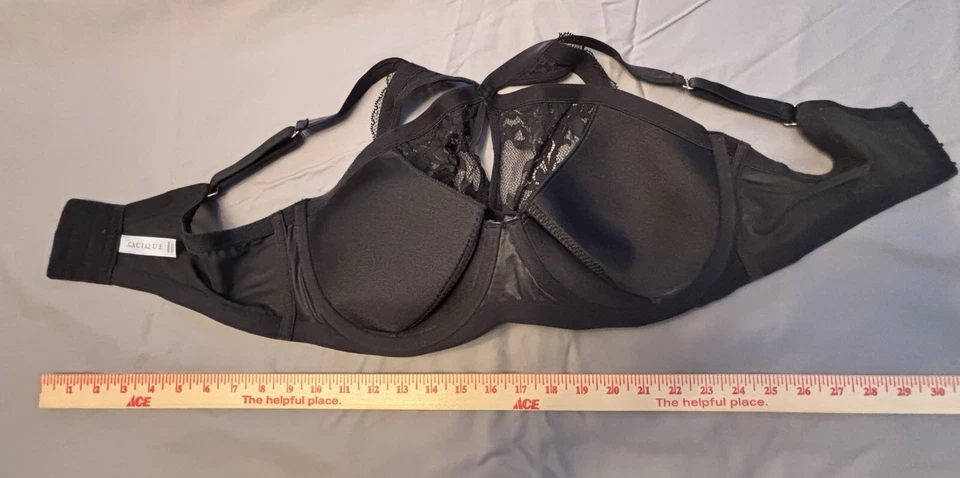 NWOT Cacique Lane Bryant Womans Bra Black French Balconette Underwire 42DDD Lace - Image 3 of 4