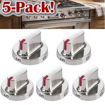 5PC Dial Knob Compatible with Samsung Range Oven-DG64-00472A, DG64-00347B Silver