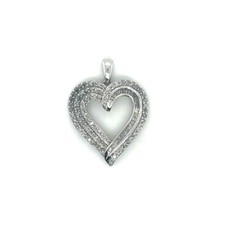 1 ct Diamond Heart Pendant 10 k White Gold 3.2 g