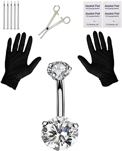 Jconly Belly Piercing Kit - 14G Belly Button Ring with 316L Steel Piercing Needl - 第 1/12 張圖片