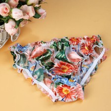 Womens Vintage Panties Silk Underwear Floral Briefs