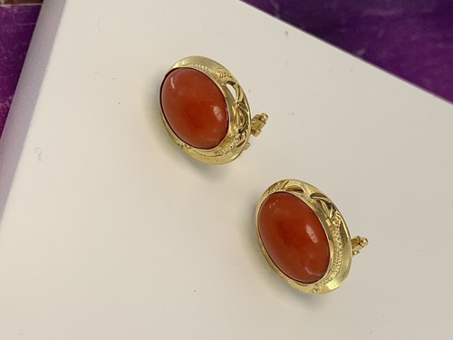 orecchini earrings CORALLO rosso mediterraneo CORAL solid gold ORO 18 KT-750°/ - Imagen 12 de 12