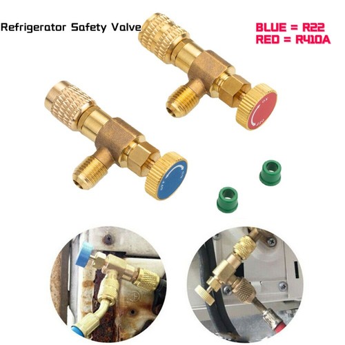 2pcs R410A R22 Air Conditioning Safety Valve Shut-off Valve Adapter 1/4"- 5/16" - Picture 2 of 7